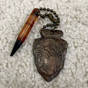 Vintage SOUVENIR OF FLORIDA Keychain With Copper Arrowhead and Mechanical Pencil